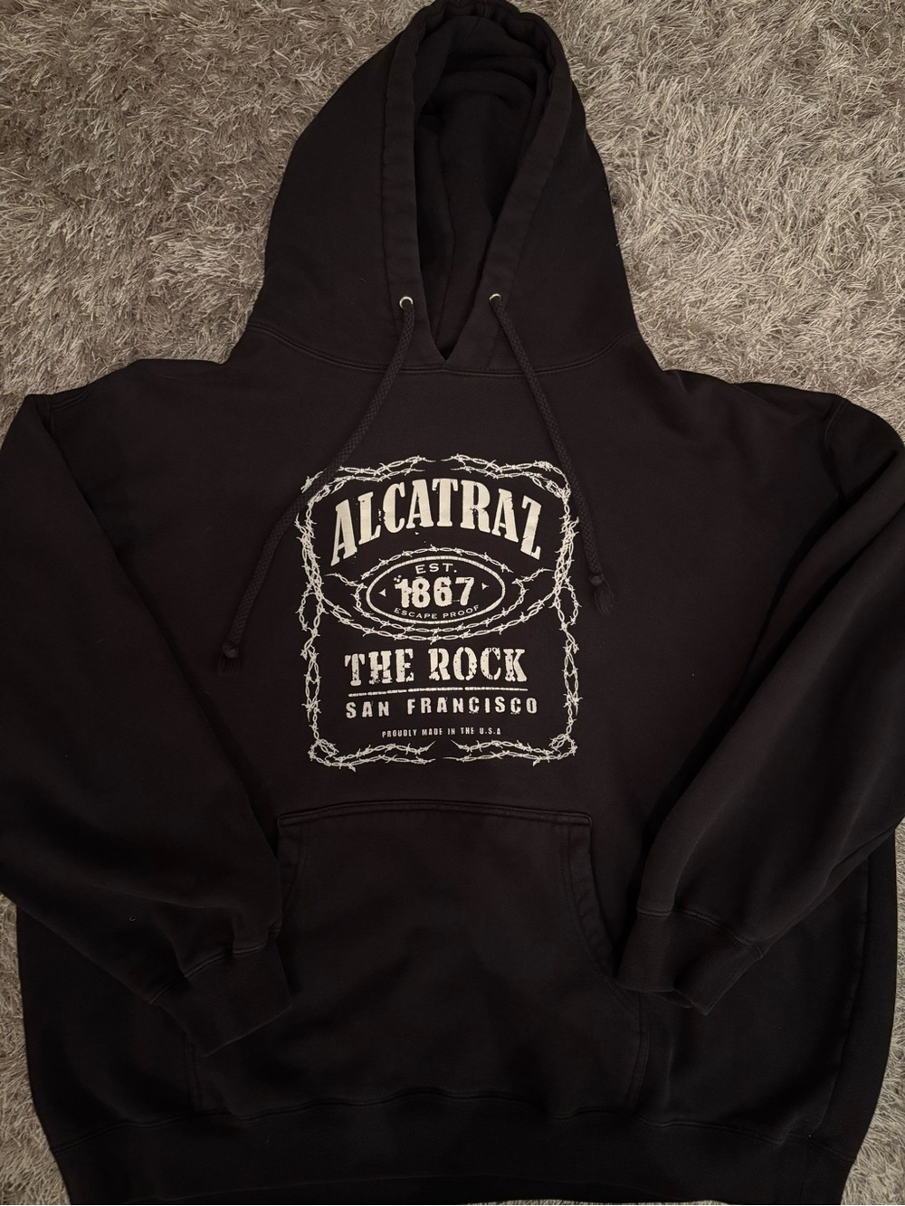 Alcatraz The Rock Black Graphic Pullover Hoodie